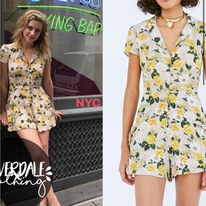 Urban Outfitters Kimchi Blue Floral Beth Ann Collared Shirt Romper 4